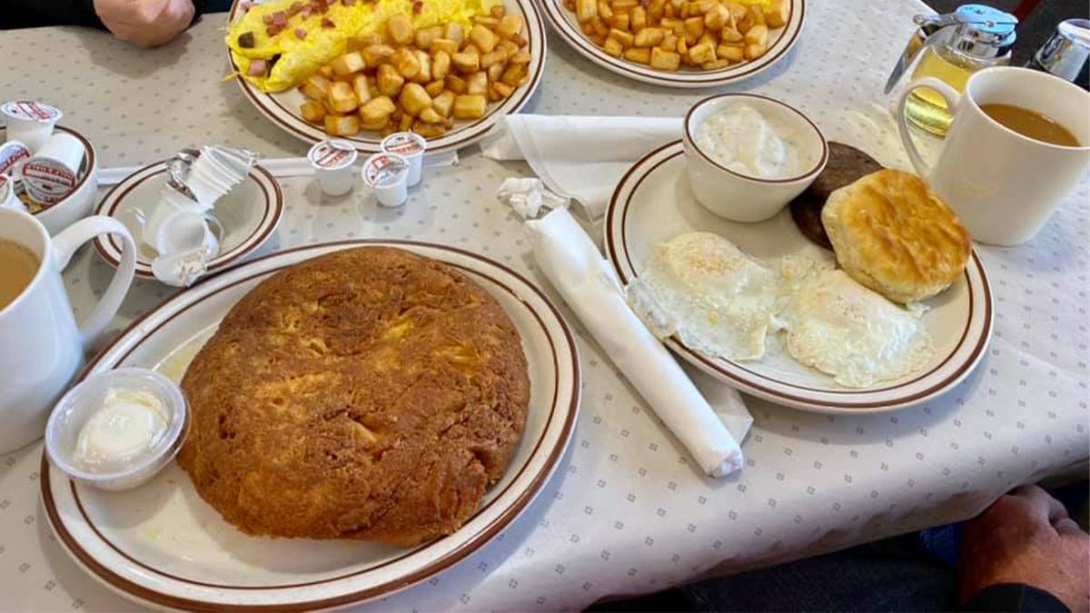 Close up of Apple Pancakes at Atrium Pancakes in Gatlinburg, Tennessee, USA